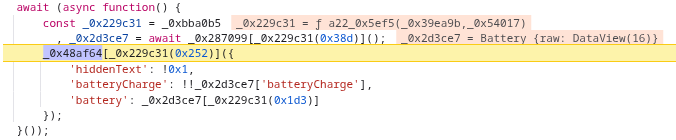 Debugger currently stepping on a function that does something with battery